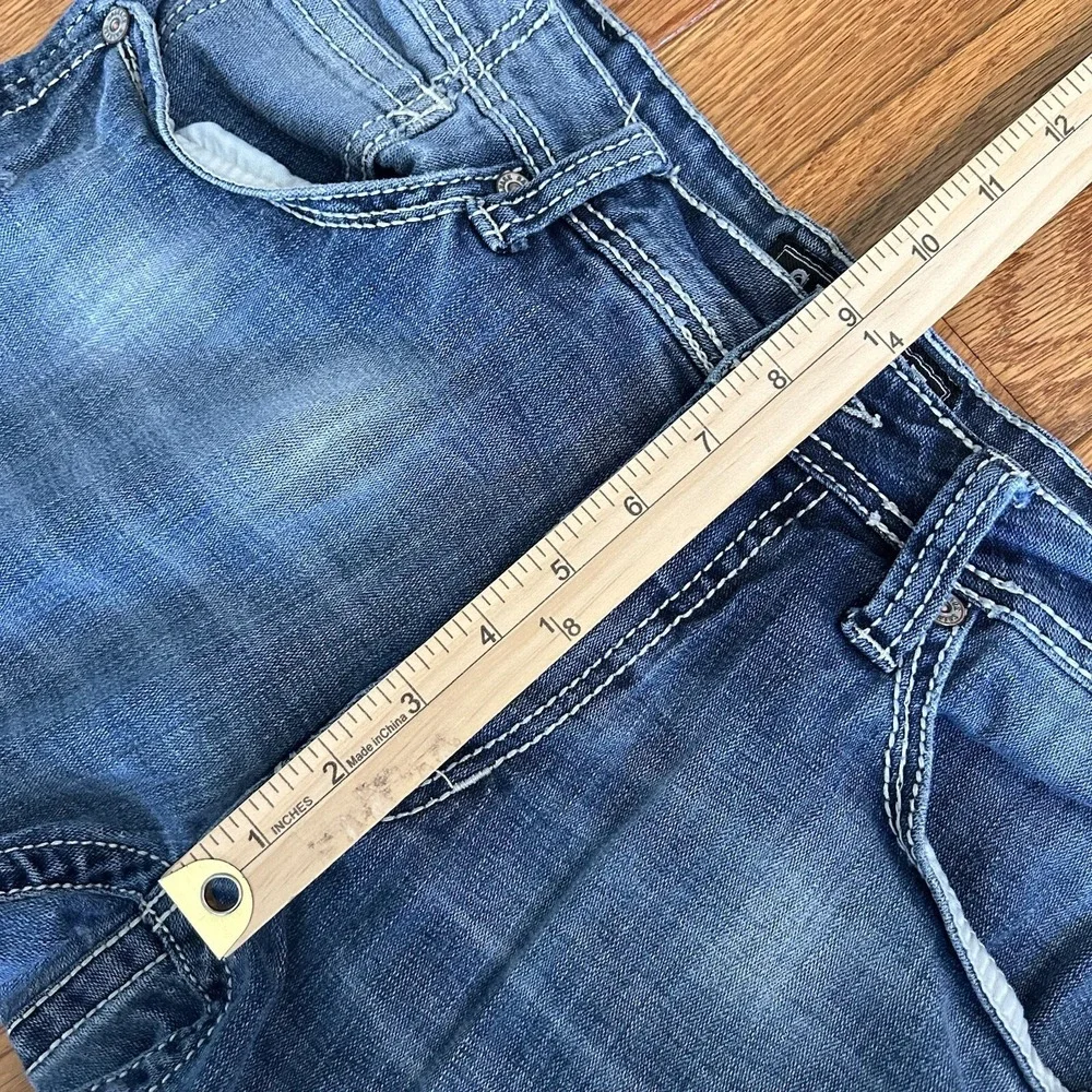 Salvage by Buckle Havoc Slim Straight Mens Jeans Size 34R Blue Distressed FLAWS‎